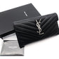 Saint Laurent Cassandra Long Wallet Black Leather Silver Hardware Wallet YSL R8011061