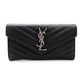 Saint Laurent Cassandra Long Wallet Black Leather Silver Hardware Wallet YSL R8011061