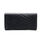 Saint Laurent Cassandra Long Wallet Black Leather Silver Hardware Wallet YSL R8011061