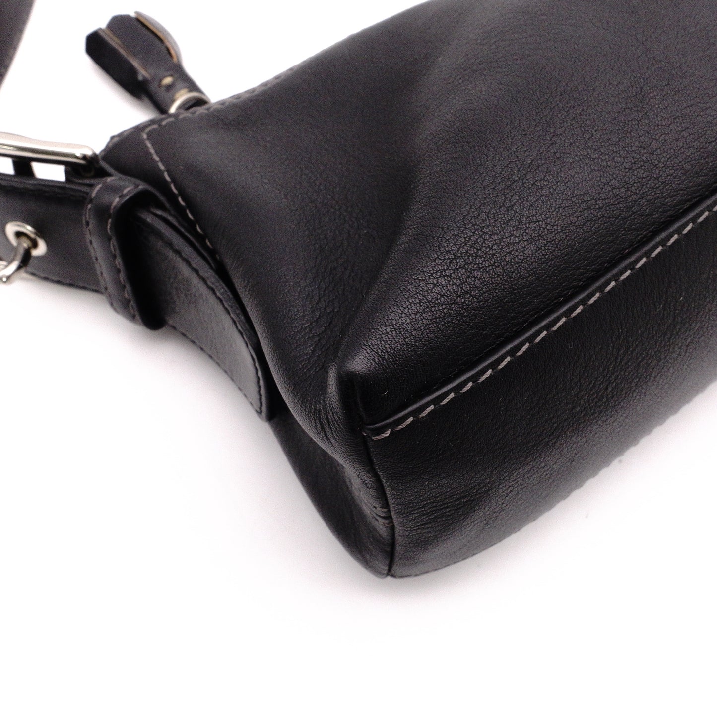Old Coach Handbag, Leather, Black, Single-Shoulder Bag, Charm, Silver Hardware
