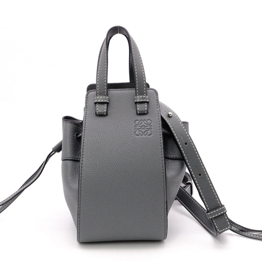 LOEWE Hammock Mini Shoulder Bag, Leather, Gray, 2-Way Crossbody Handbag, Anagram Logo