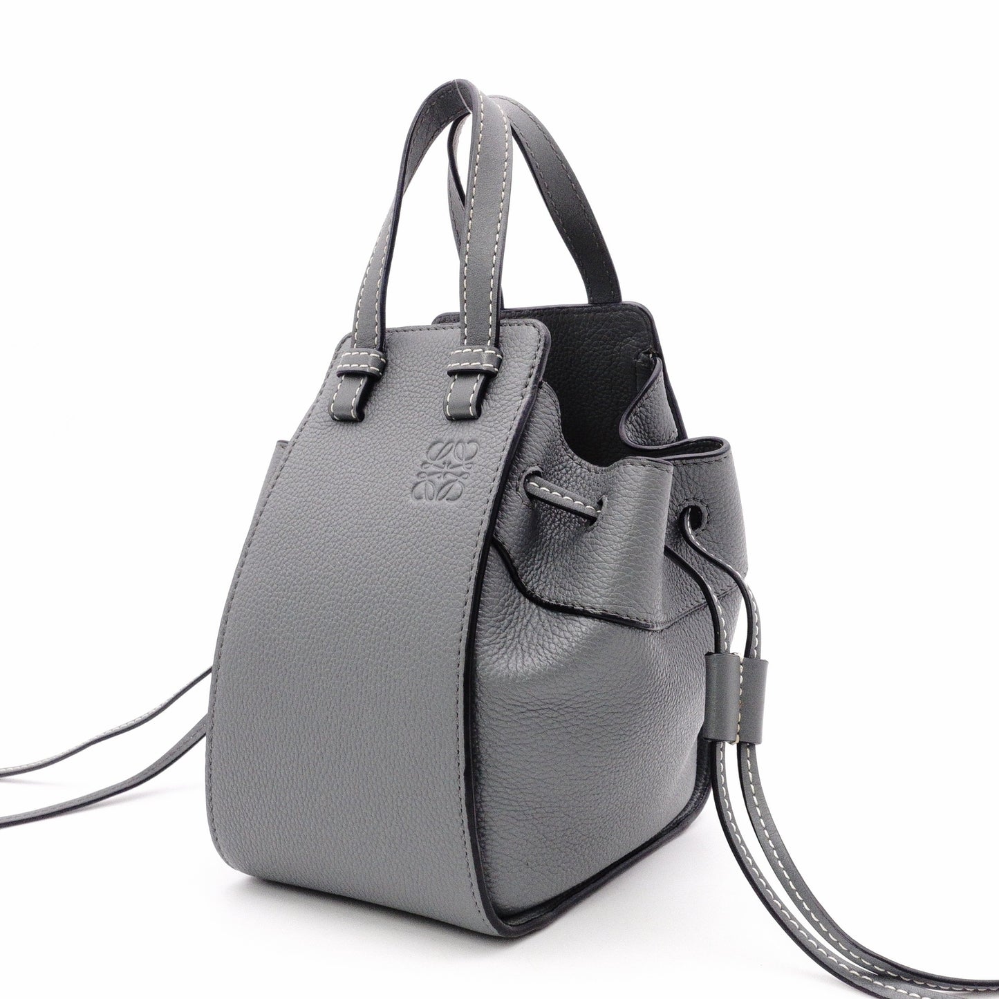 LOEWE Hammock Mini Shoulder Bag, Leather, Gray, 2-Way Crossbody Handbag, Anagram Logo