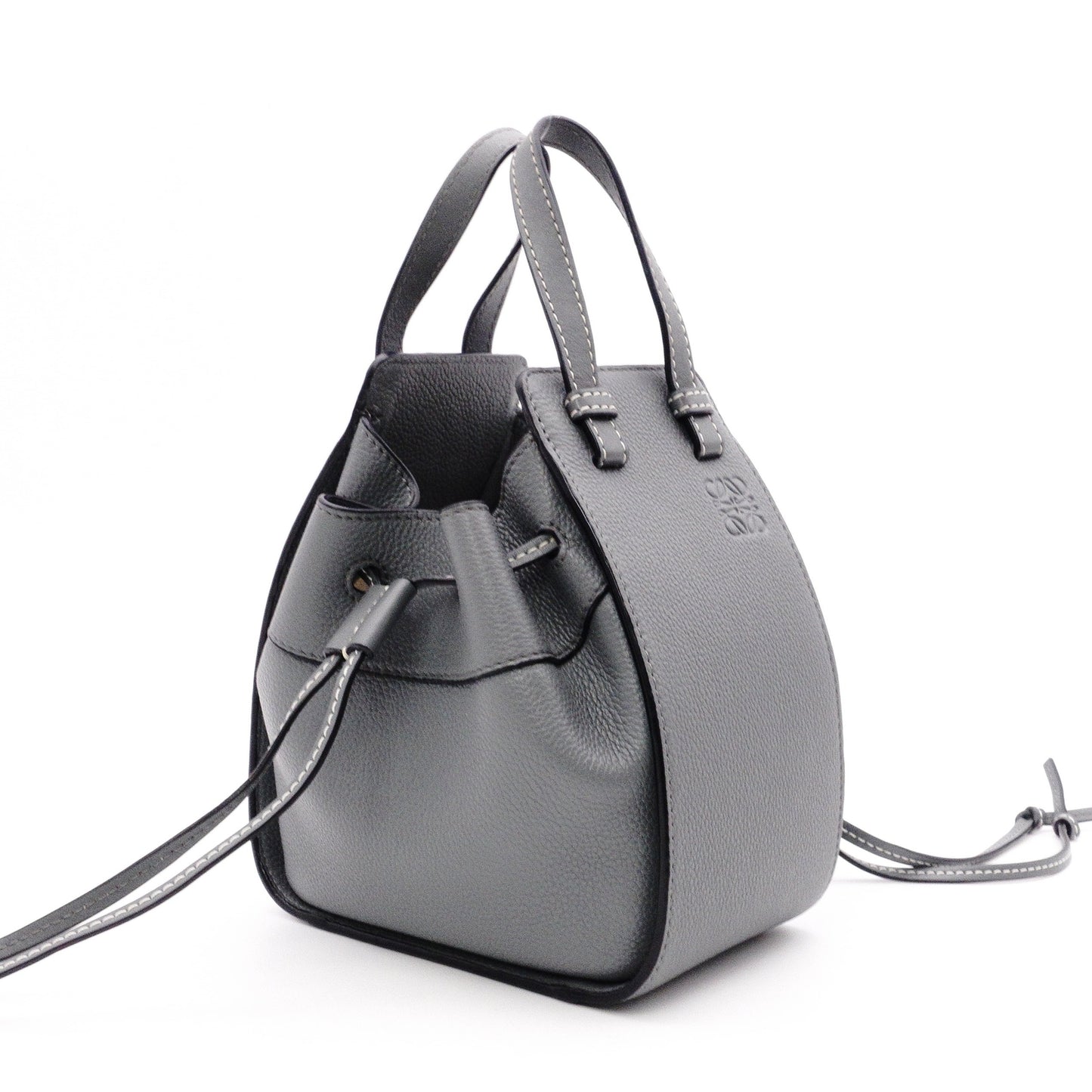 LOEWE Hammock Mini Shoulder Bag, Leather, Gray, 2-Way Crossbody Handbag, Anagram Logo
