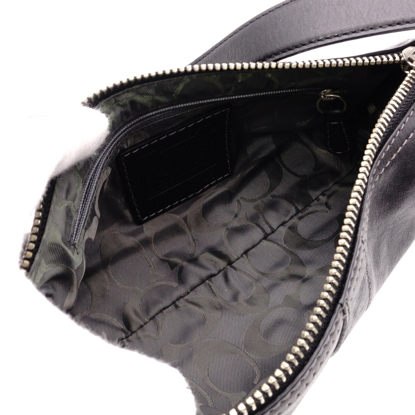 Old Coach Handbag, Leather, Black, Single-Shoulder Bag, Charm, Silver Hardware