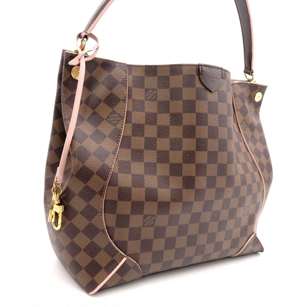 LOUIS VUITTON Caissa Hobo Rose Ballerine Damier Ébène Handbag, Leather/PVC, Brown, Women's