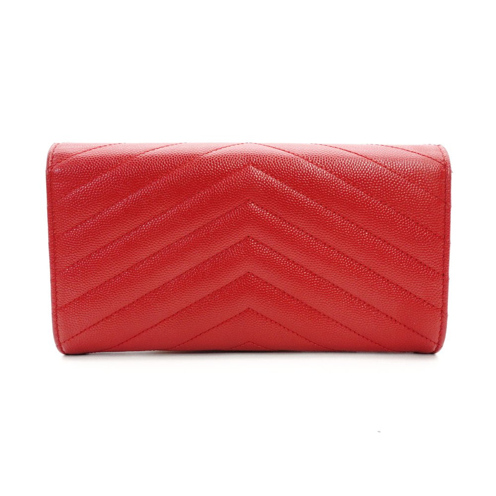 Saint Laurent Cassandra Long Wallet Red Leather Gold Hardware Wallet YSL 7-11-727