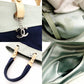 CHANEL Paris Biarritz PM Tote Bag Canvas Navy × Green Shoulder CC Logo R8020219