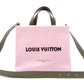 LOUIS VUITTON Shopper Tote MINI Handbag Leather Pink Khaki 2-Way Crossbody Logo