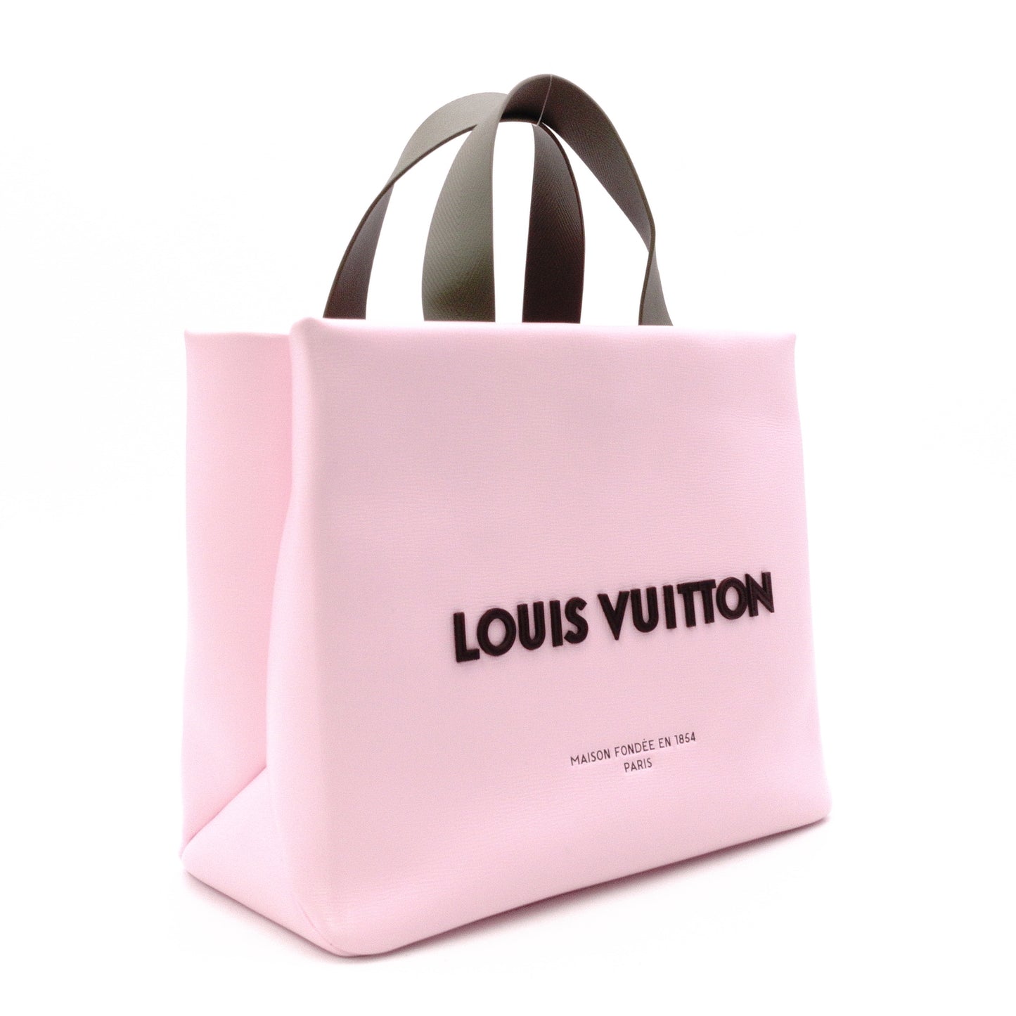 LOUIS VUITTON Shopper Tote MINI Handbag Leather Pink Khaki 2-Way Crossbody Logo