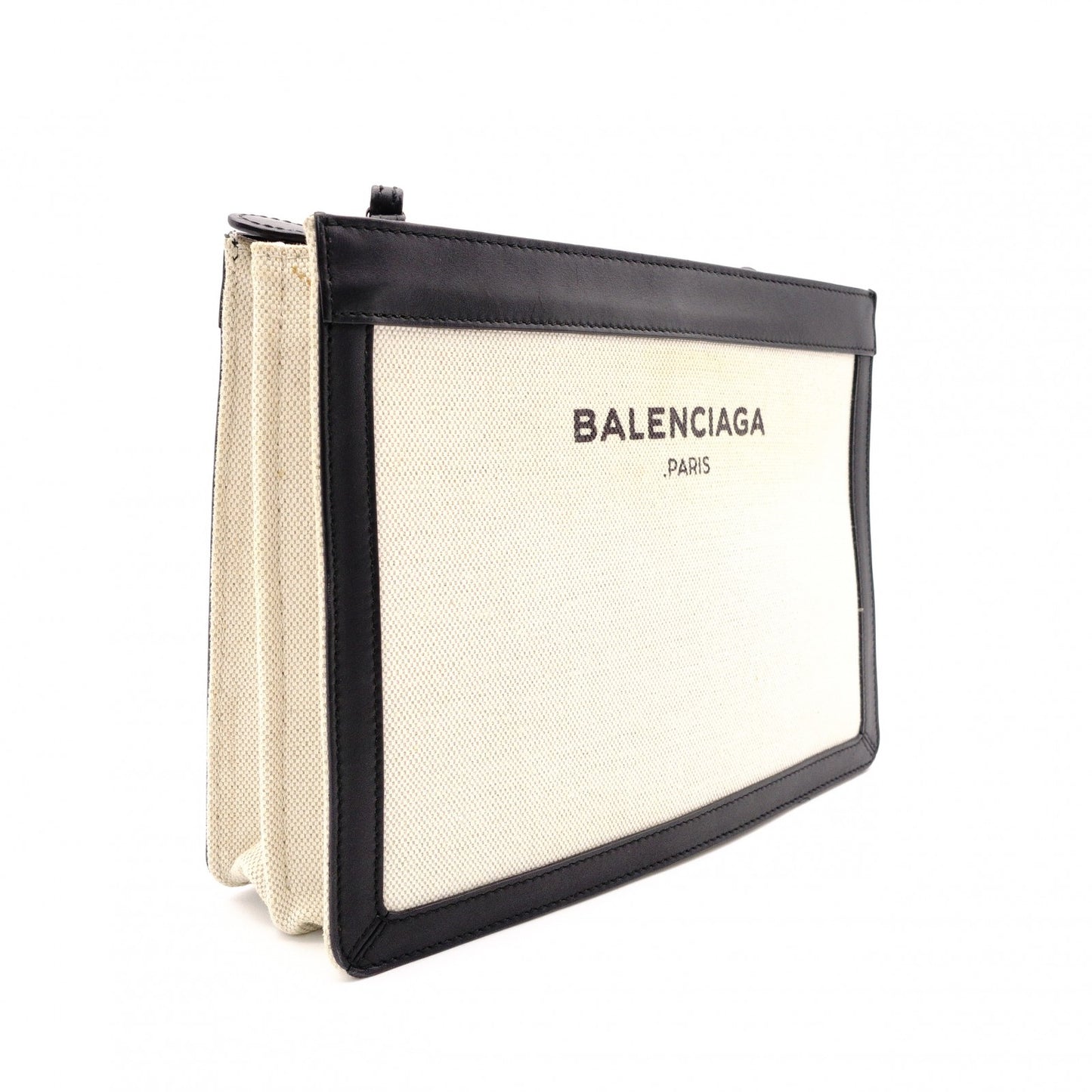 BALENCIAGA Navy Pouch Shoulder Bag, Canvas, Black