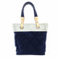 CHANEL Paris Biarritz PM Tote Bag Canvas Navy × Green Shoulder CC Logo R8020219