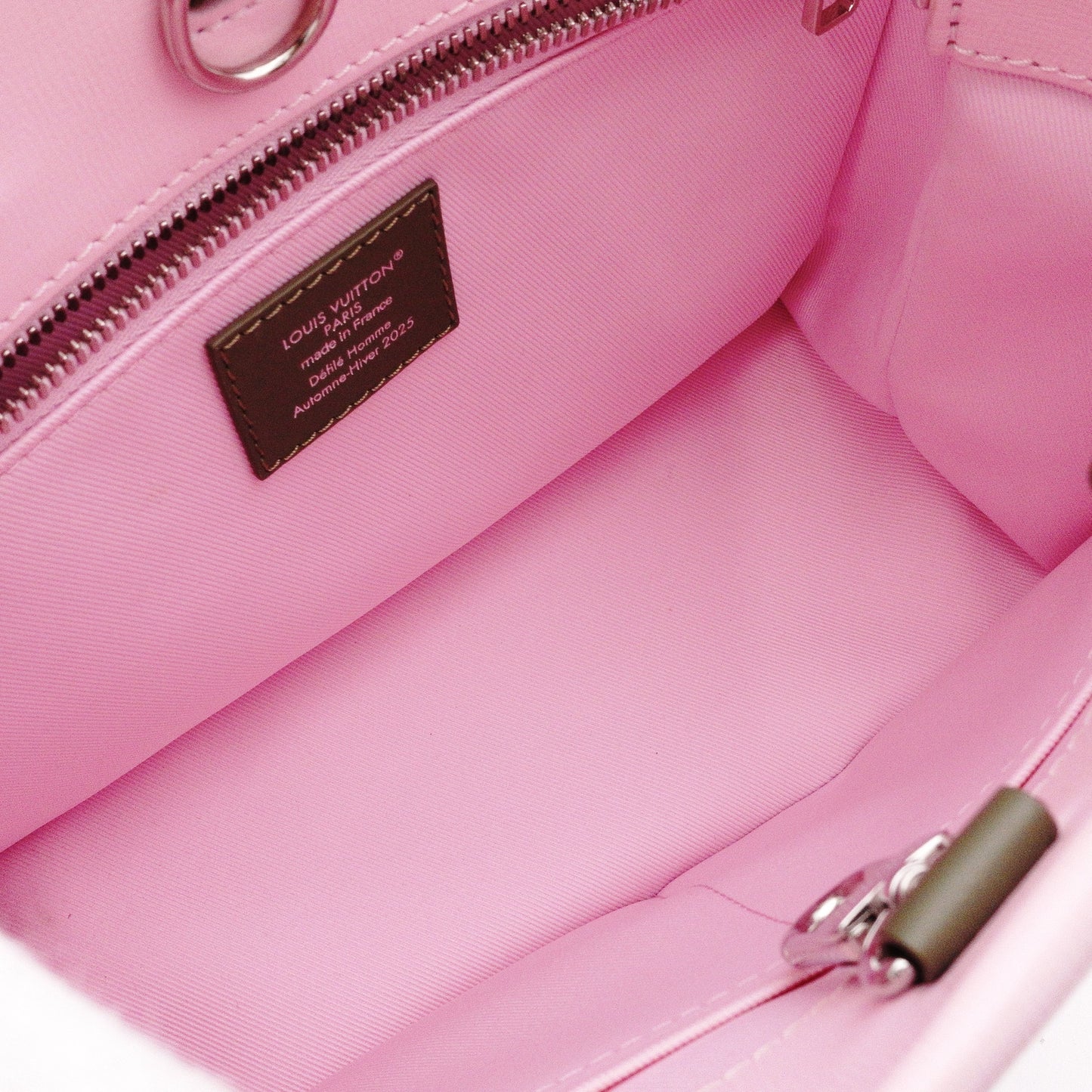 LOUIS VUITTON Shopper Tote MINI Handbag Leather Pink Khaki 2-Way Crossbody Logo