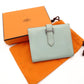 HERMES Béan Compact Bifold Wallet Leather Mint Green H Logo Wallet Silver Hardware □H Engraving R801941