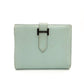 HERMES Béan Compact Bifold Wallet Leather Mint Green H Logo Wallet Silver Hardware □H Engraving R801941