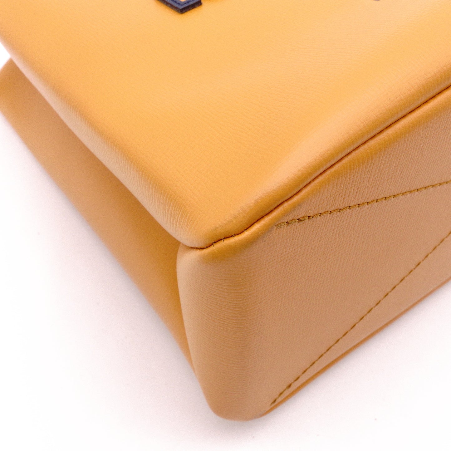 LOUIS VUITTON Shopper Tote MINI Handbag Leather Orange Blue 2-Way Crossbody Logo