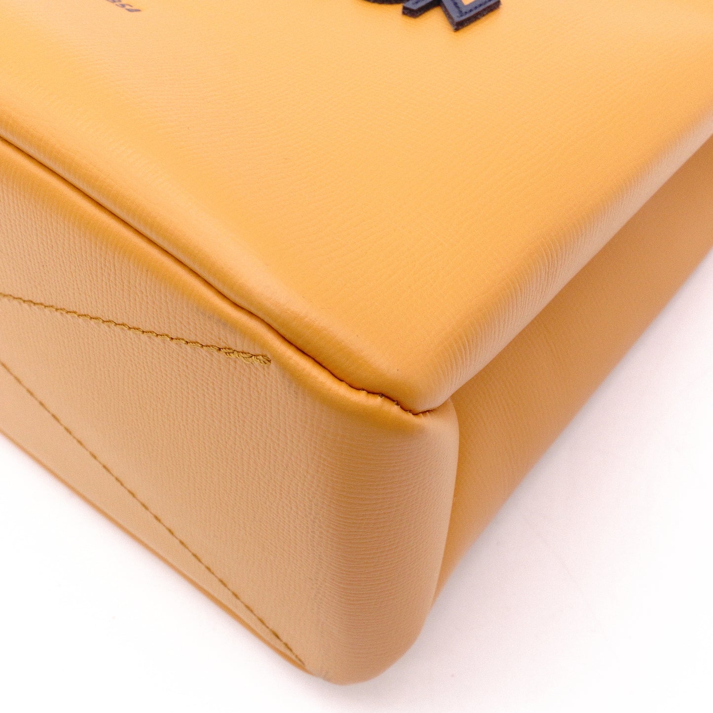 LOUIS VUITTON Shopper Tote MINI Handbag Leather Orange Blue 2-Way Crossbody Logo