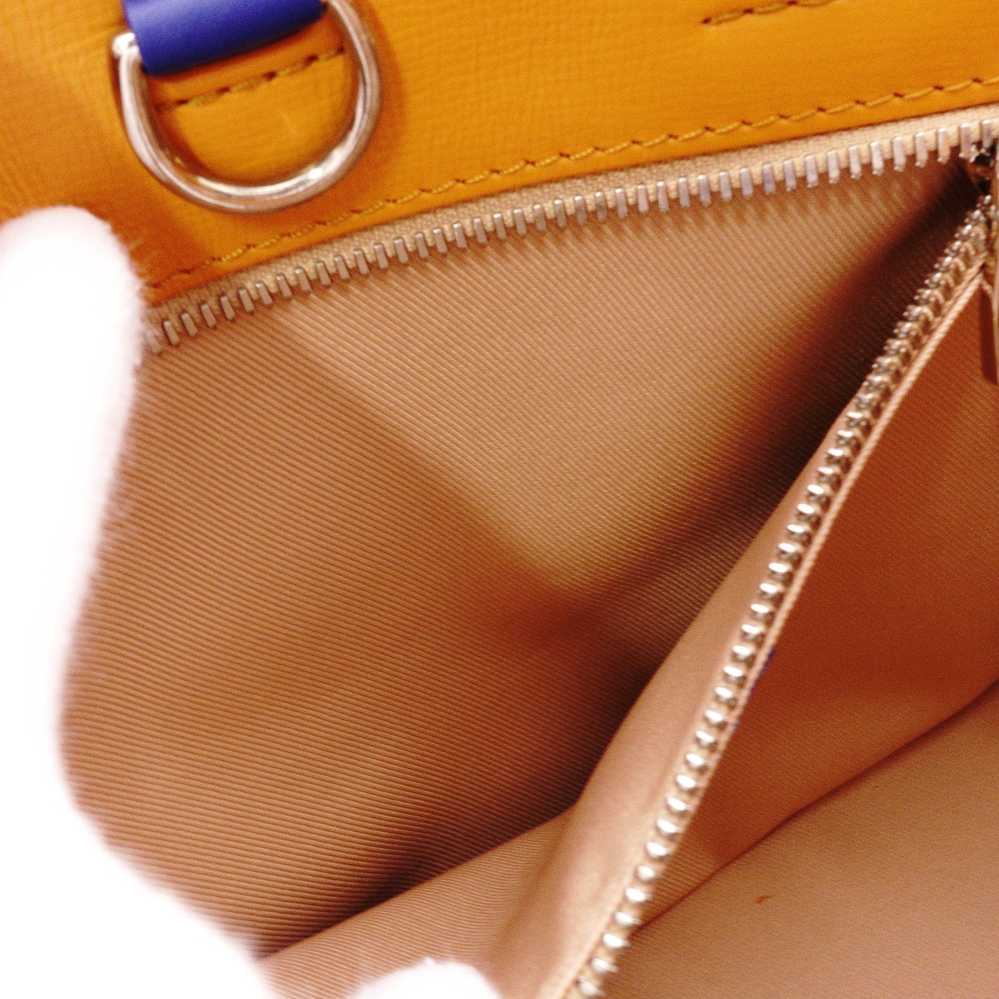 LOUIS VUITTON Shopper Tote MINI Handbag Leather Orange Blue 2-Way Crossbody Logo
