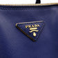 PRADA Galleria Handbag, Leather, Blue Tote Bag, Gold Hardware, Triangle Logo