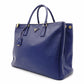 PRADA Galleria Handbag, Leather, Blue Tote Bag, Gold Hardware, Triangle Logo
