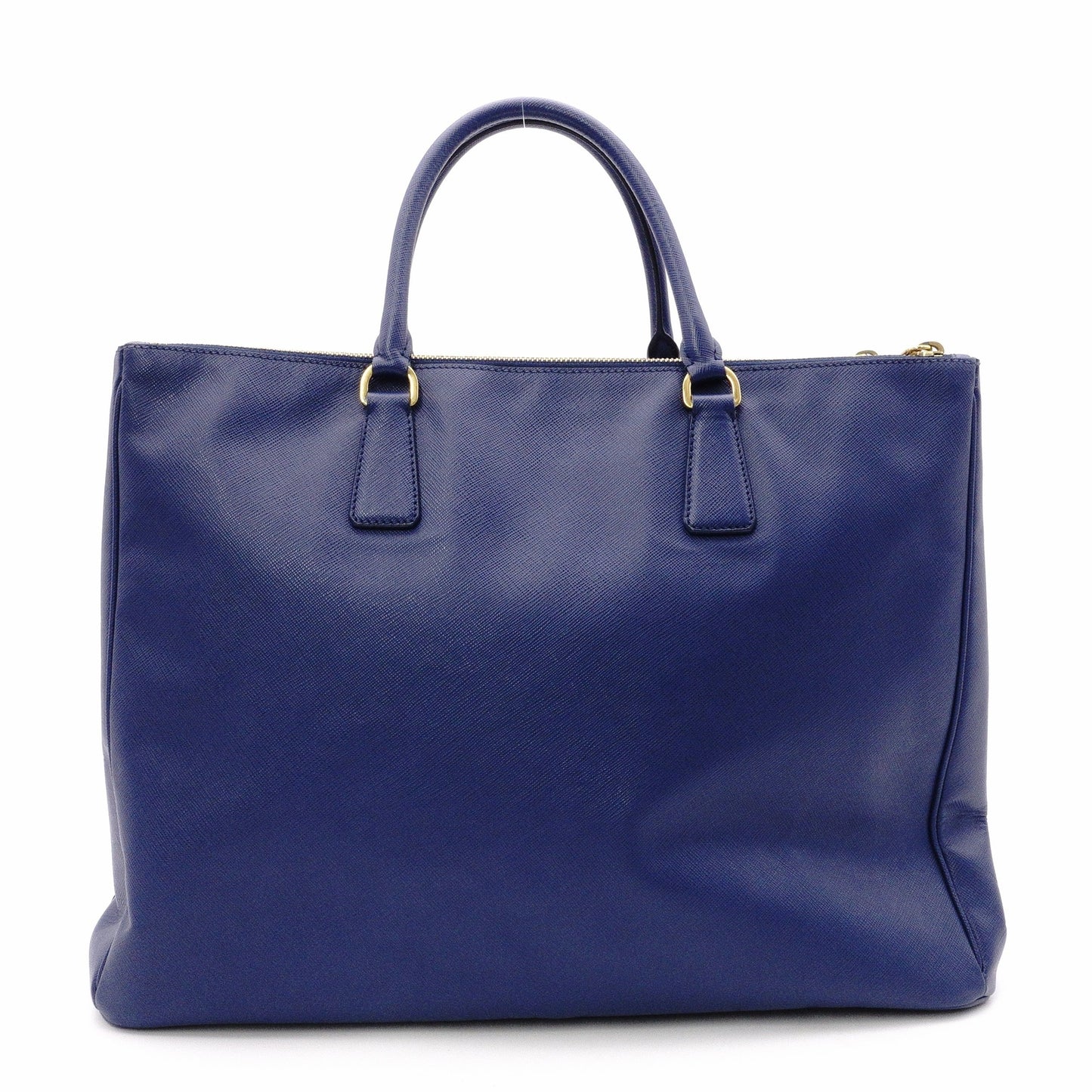 PRADA Galleria Handbag, Leather, Blue Tote Bag, Gold Hardware, Triangle Logo
