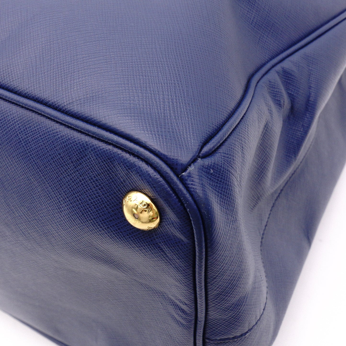 PRADA Galleria Handbag, Leather, Blue Tote Bag, Gold Hardware, Triangle Logo