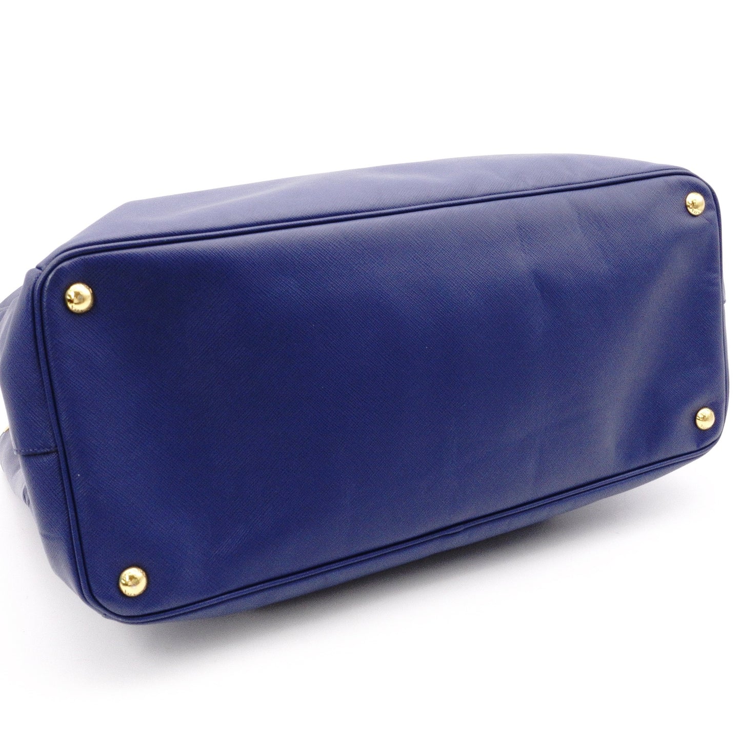 PRADA Galleria Handbag, Leather, Blue Tote Bag, Gold Hardware, Triangle Logo