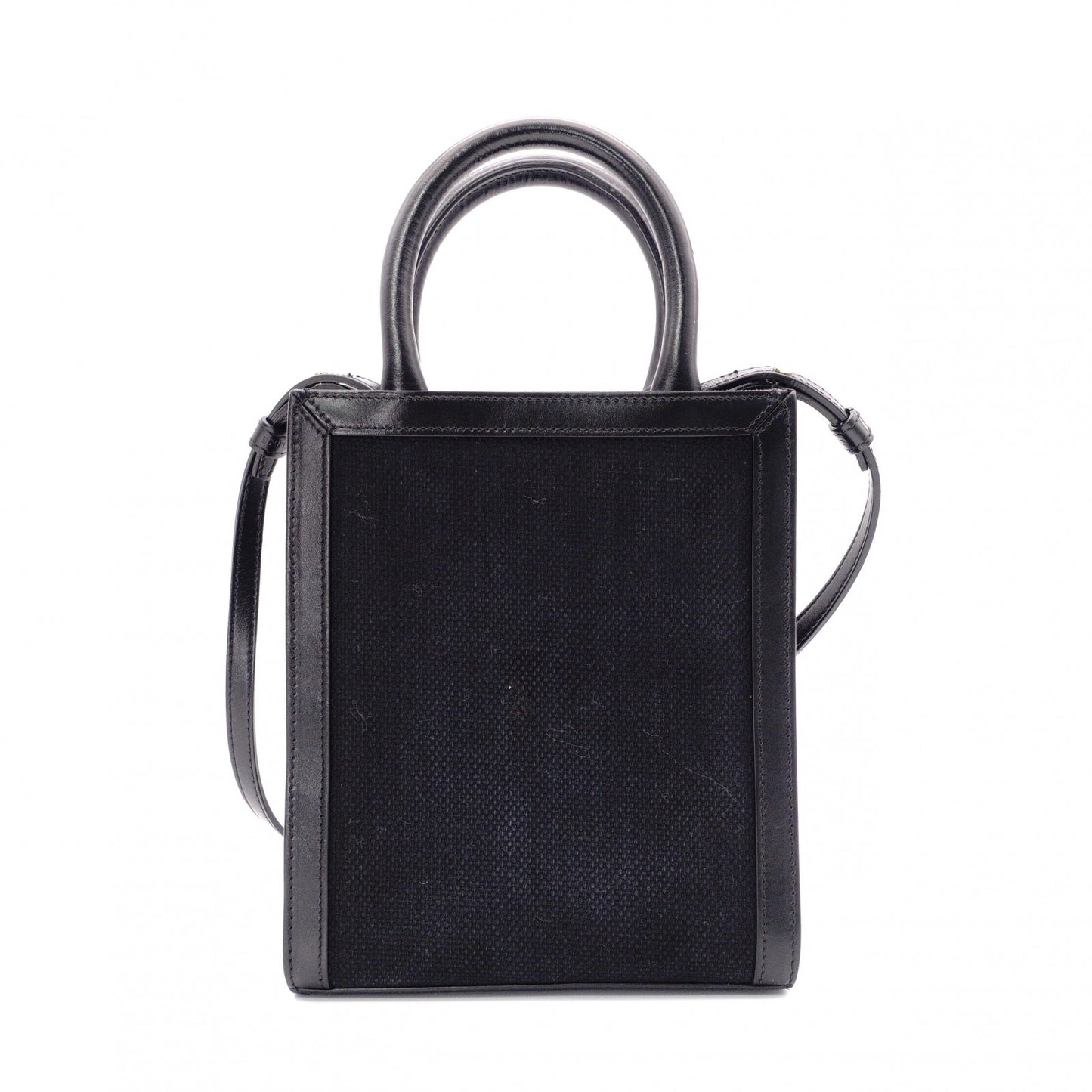 CELINE Mini Vertical Cabas Shoulder Bag, Canvas, Black, 2-Way