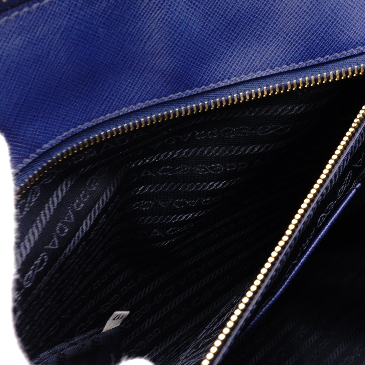 PRADA Galleria Handbag, Leather, Blue Tote Bag, Gold Hardware, Triangle Logo