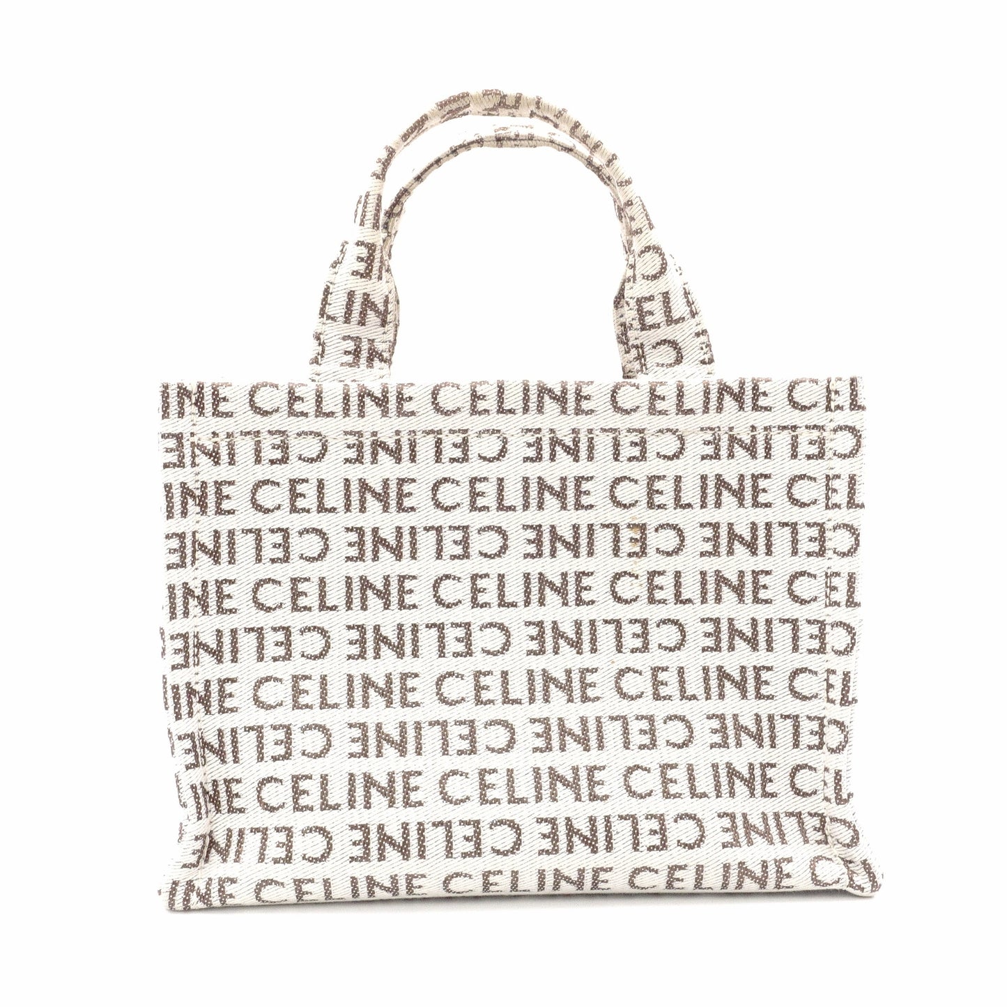 CELINE Triomphe Small Cabas Tais Handbag, Canvas/Leather, Beige, 2-Way, Logo