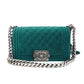 CHANEL Boy Chanel Velour 2Way Green Shoulder Bag Green Women's Simple 7-2-261
