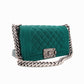 CHANEL Boy Chanel Velour 2Way Green Shoulder Bag Green Women's Simple 7-2-261