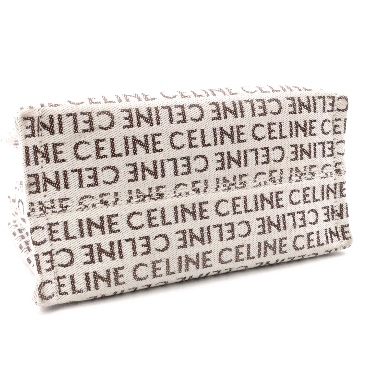 CELINE Triomphe Small Cabas Tais Handbag, Canvas/Leather, Beige, 2-Way, Logo