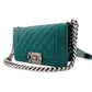 CHANEL Boy Chanel Velour 2Way Green Shoulder Bag Green Women's Simple 7-2-261
