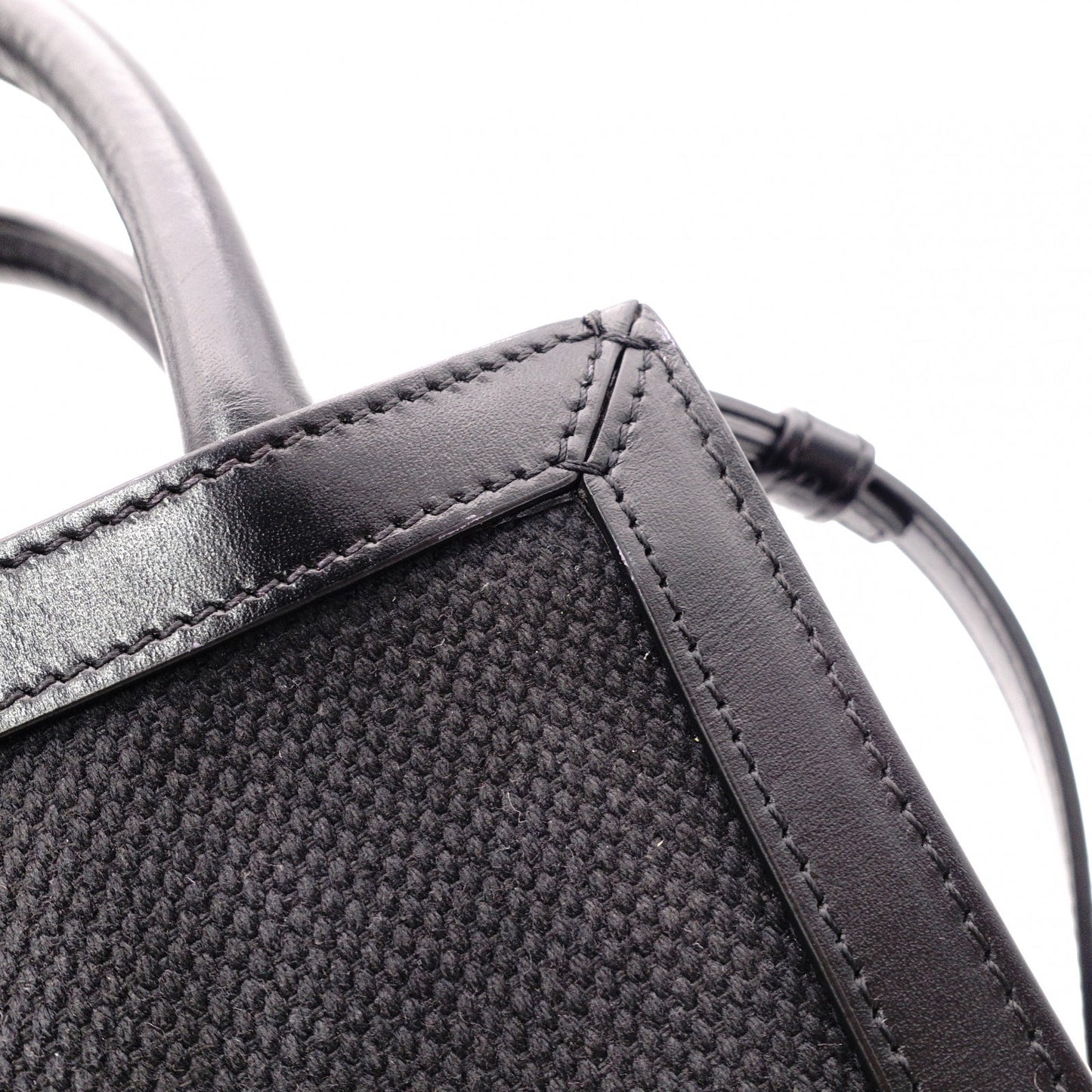 CELINE Mini Vertical Cabas Shoulder Bag, Canvas, Black, 2-Way