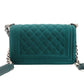CHANEL Boy Chanel Velour 2Way Green Shoulder Bag Green Women's Simple 7-2-261