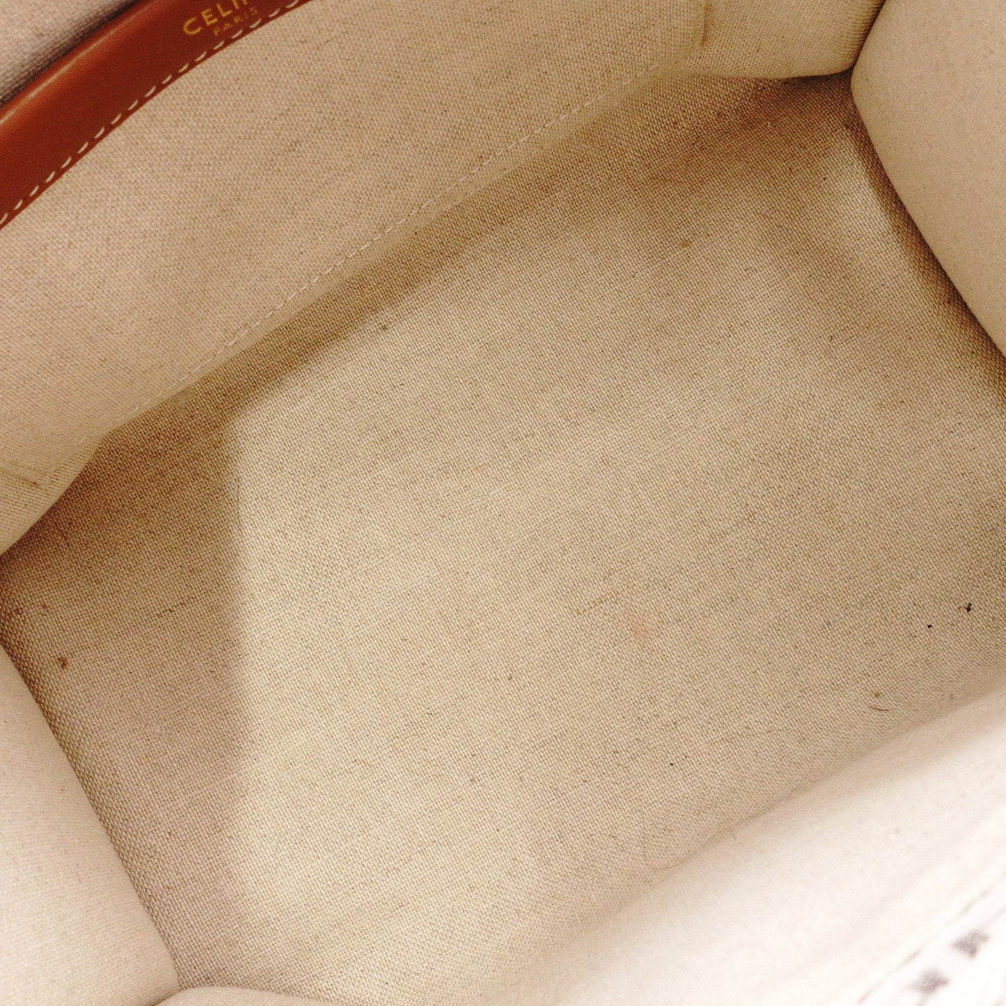 CELINE Triomphe Small Cabas Tais Handbag, Canvas/Leather, Beige, 2-Way, Logo