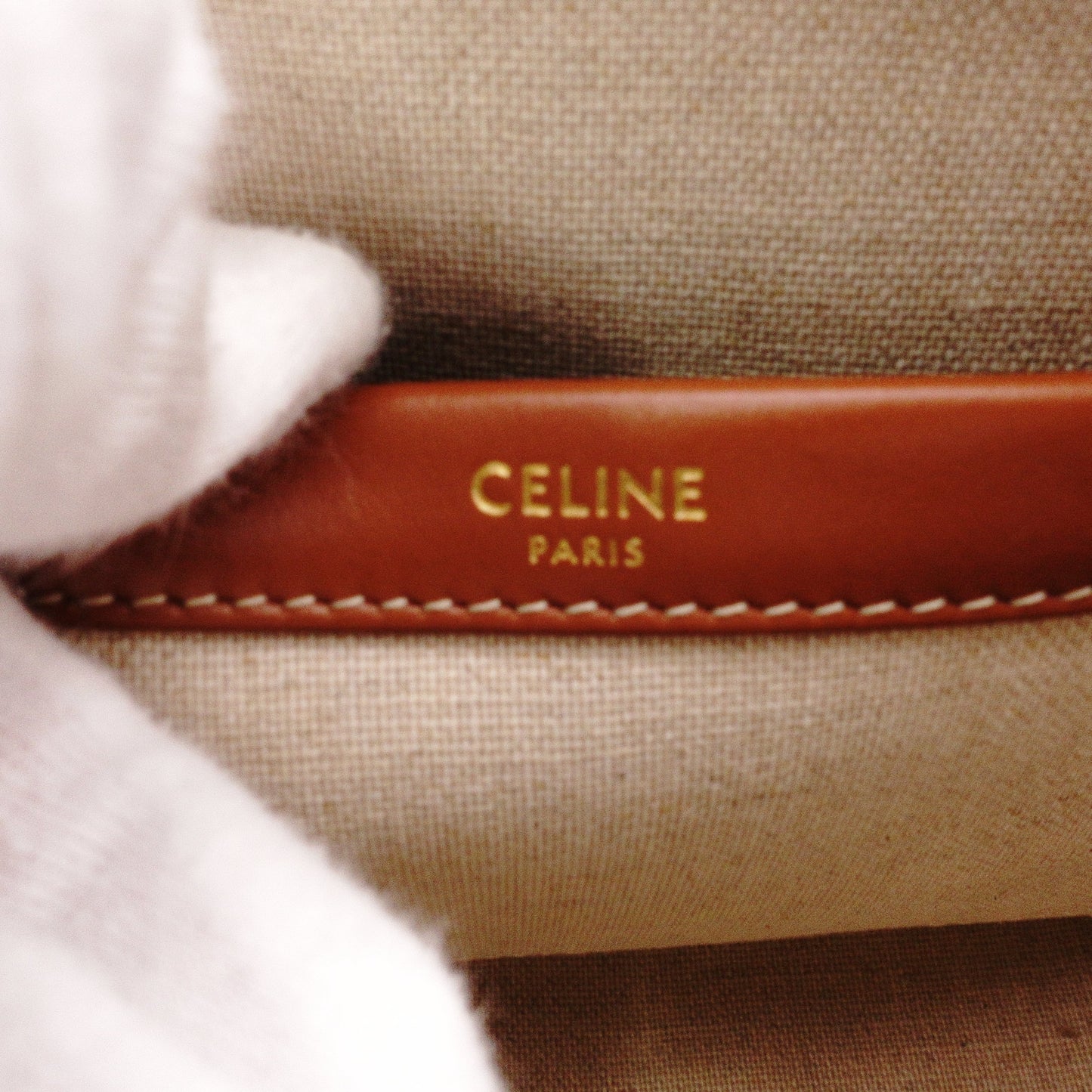 CELINE Triomphe Small Cabas Tais Handbag, Canvas/Leather, Beige, 2-Way, Logo