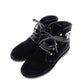 CHANEL Short Boots Black Velvet Black CC Logo Short Boots Size 37.5 Approx. 9.6" R801839