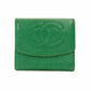 CHANEL Coin Case Caviar Skin Green Leather Vintage Mini Wallet R801194