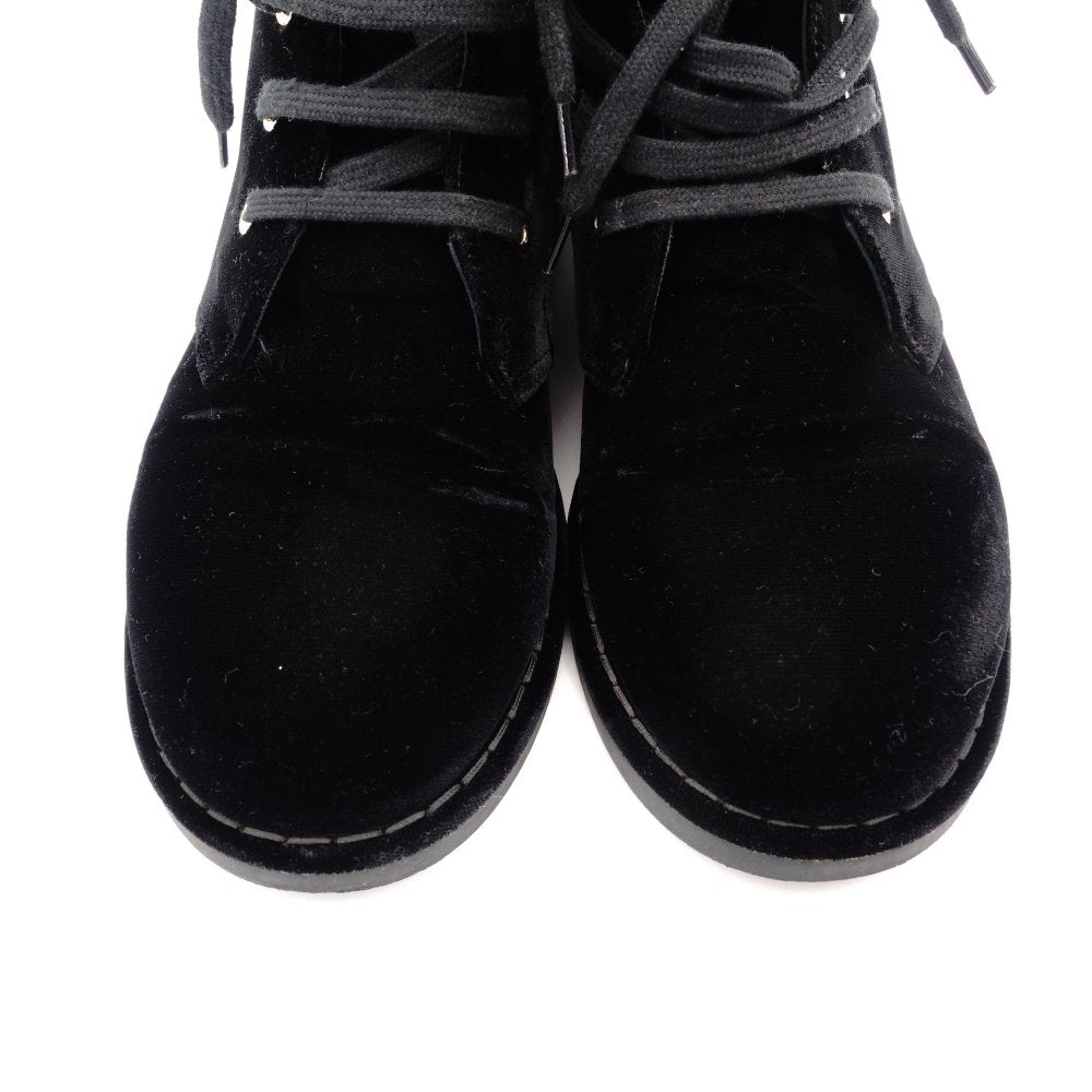 CHANEL Short Boots Black Velvet Black CC Logo Short Boots Size 37.5 Approx. 9.6" R801839