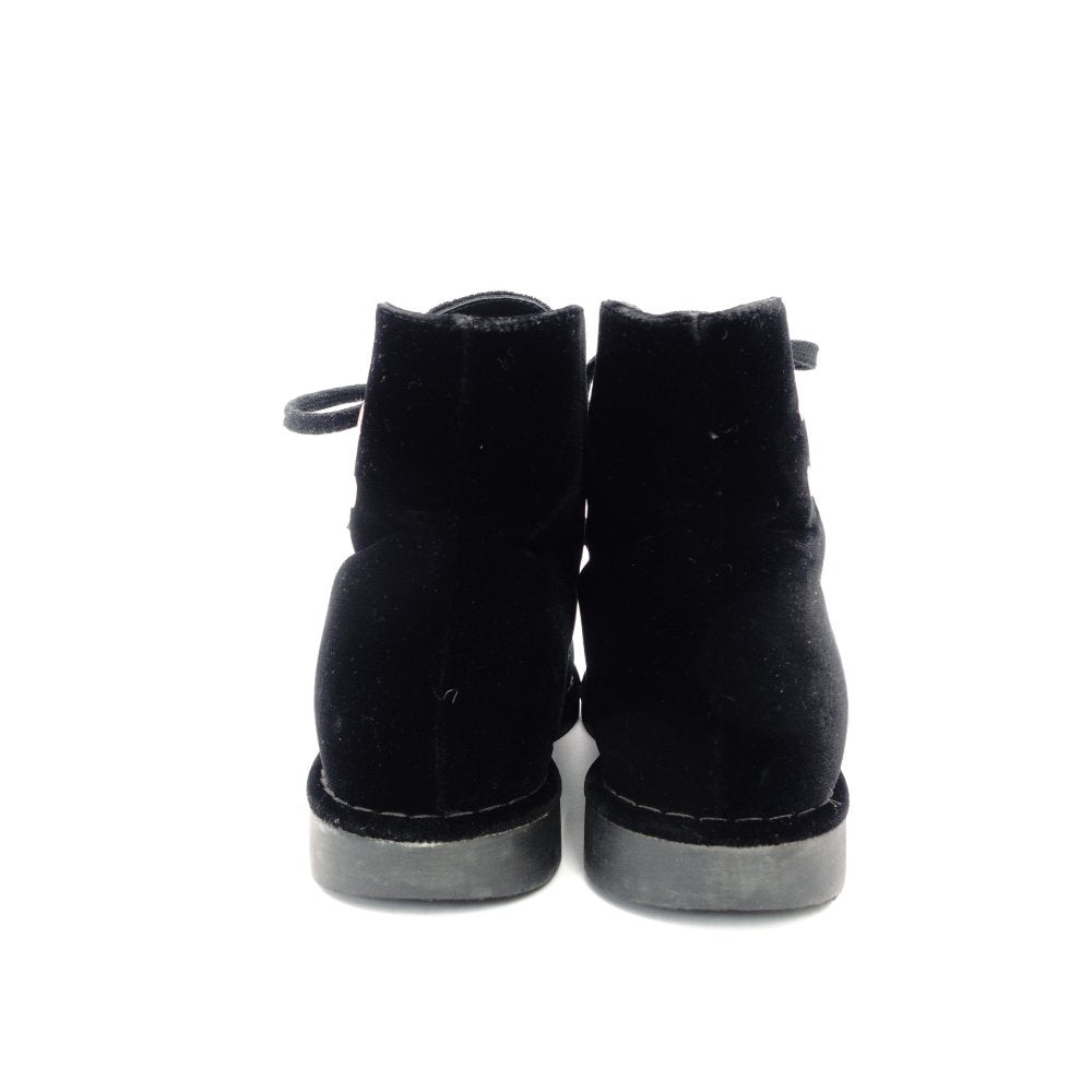 CHANEL Short Boots Black Velvet Black CC Logo Short Boots Size 37.5 Approx. 9.6" R801839