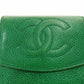 CHANEL Coin Case Caviar Skin Green Leather Vintage Mini Wallet R801194