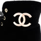 CHANEL Short Boots Black Velvet Black CC Logo Short Boots Size 37.5 Approx. 9.6" R801839