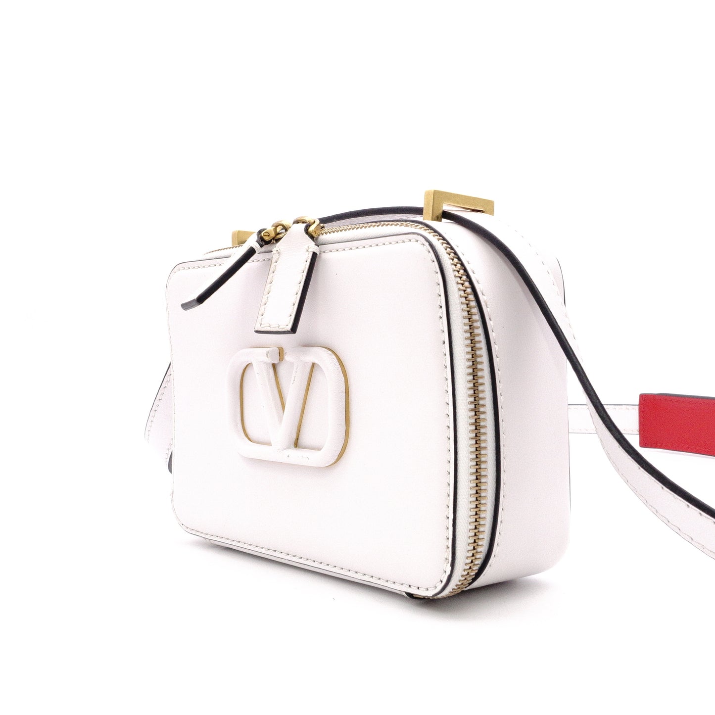 Valentino Garavani Camera Bag, Shoulder Bag, Leather, White, Crossbody, V Logo
