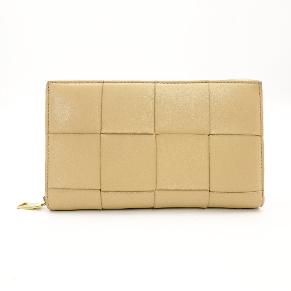 Bottega Veneta Intrecciato Long Wallet Beige Leather Wallet Men's Women's With Box 7-9-314