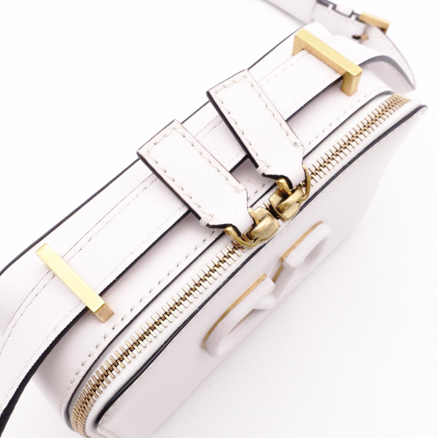 Valentino Garavani Camera Bag, Shoulder Bag, Leather, White, Crossbody, V Logo