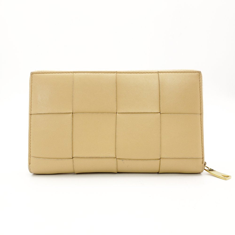Bottega Veneta Intrecciato Long Wallet Beige Leather Wallet Men's Women's With Box 7-9-314