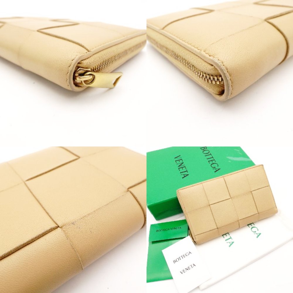Bottega Veneta Intrecciato Long Wallet Beige Leather Wallet Men's Women's With Box 7-9-314