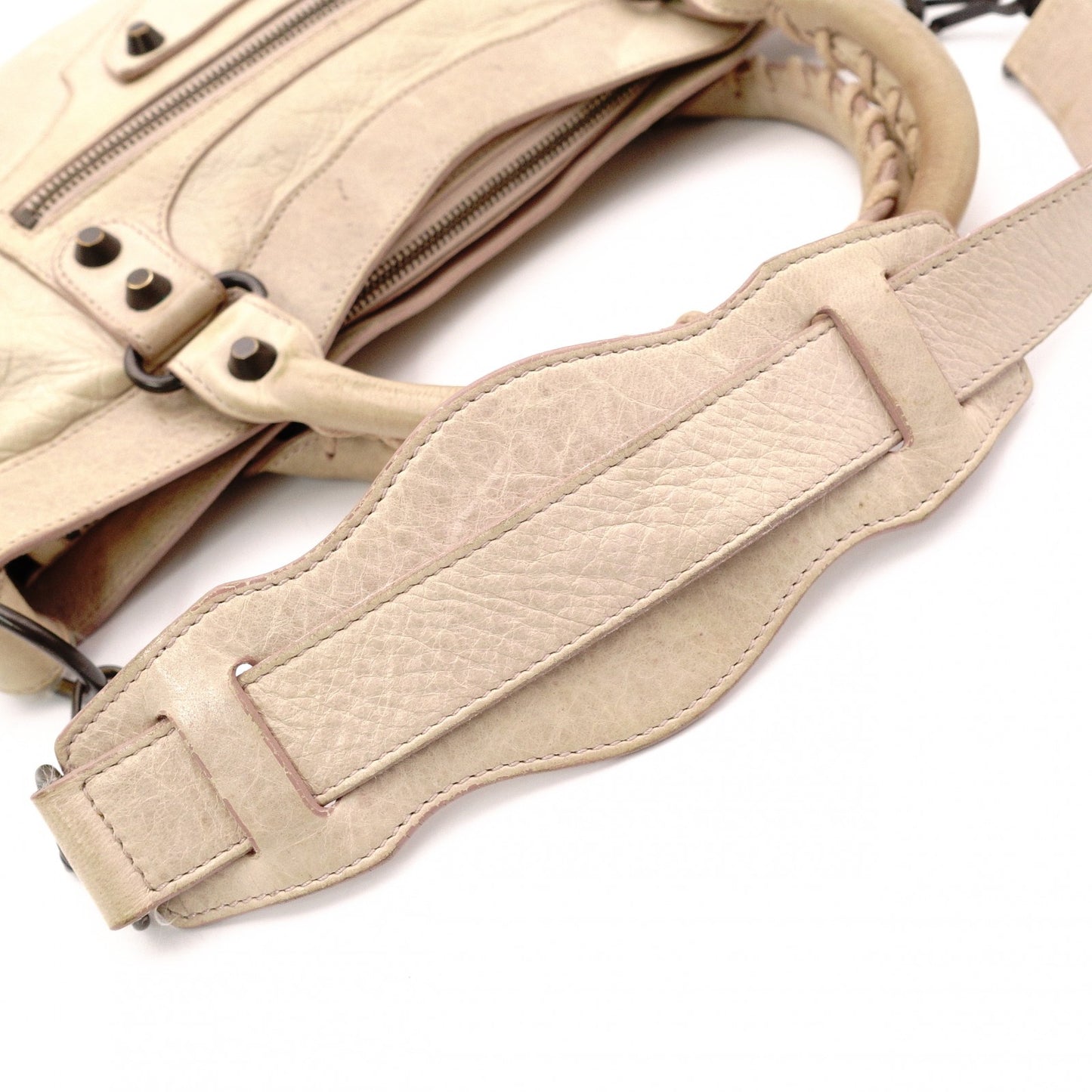 BALENCIAGA The First Handbag, Leather, Beige, 2-Way