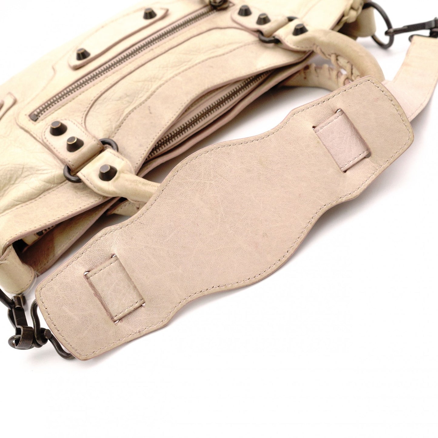 BALENCIAGA The First Handbag, Leather, Beige, 2-Way